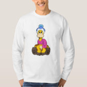 T-shirt Girafe en hiver avec Casquette et écorce (Devant)