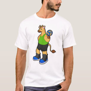 T-shirt Girafe en tant que joueur de volleyball avec volle