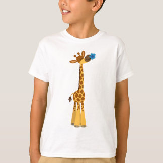 T-shirt Girafe et Fleur pour enfants en caricature