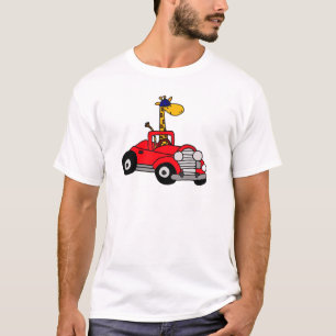 T-shirt Girafe géniale conduisant le convertible rouge