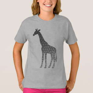 T-shirt Girafe géométrique moderne, gris argenté / gris