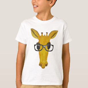 T-shirt Girafe jaune avec lunettes