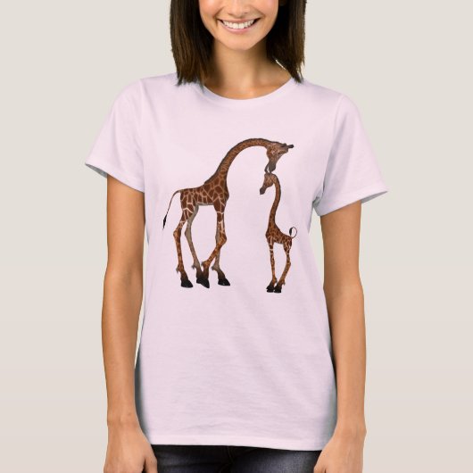 T-shirt Girafe mignonne de maman et de bébé (Devant)