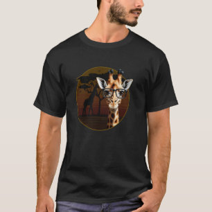 T-shirt Girafe nerd drôle avec lunettes design safari