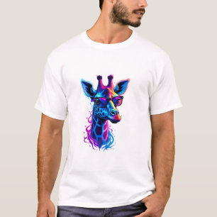 T-shirt Girafe Portant des lunettes de soleil Psychedéliqu