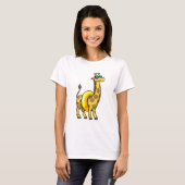 T-shirt Girafe sur la plage avec anneau de natation et lun (Devant entier)