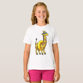 T-shirt Girafe sur la plage avec anneau de natation et lun (Devant entier)