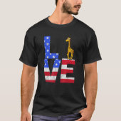 T-shirt Giraffe American Flag Sunglasses 4th of July Patri (Devant)