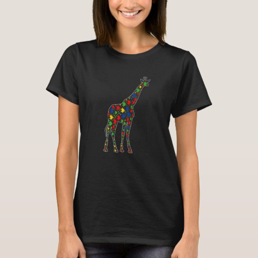 T-shirt Giraffe Animaux Puzzle Pièces Sensibilisation sur  (Devant)