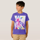 T-shirt Giraffe Aquarelle Garçons Cadeaux Violets (Devant entier)