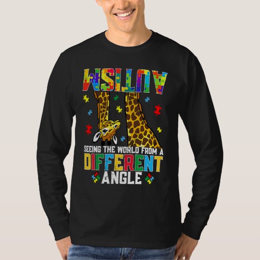 T-shirt Giraffe Autism Seeing World Different Angle Awaren (Devant)
