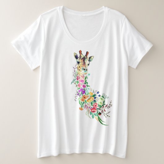 T-shirt Giraffe aux fleurs colorées (Design devant)