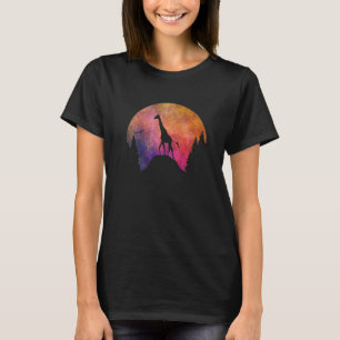T-shirt Giraffe Avec Ciel Coloré Pour Giraffe Mignonne Ani