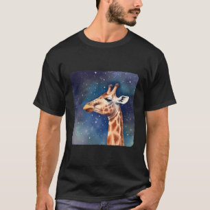 T-shirt Giraffe Avec Ciel Étoffé Giraffe Sous Ciel Étoffé