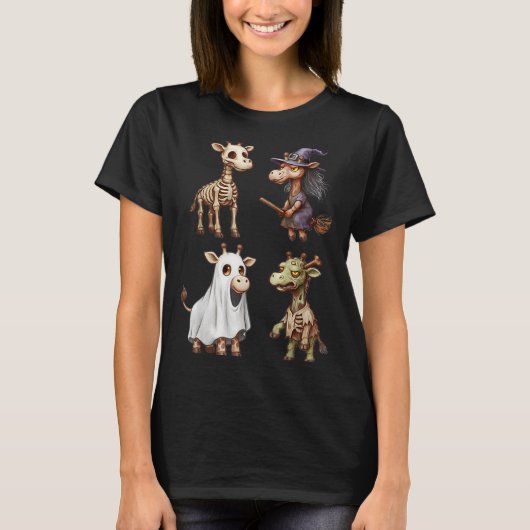 T-shirt Giraffe Boo Zombie sorcière Halloween femmes costu (Devant)