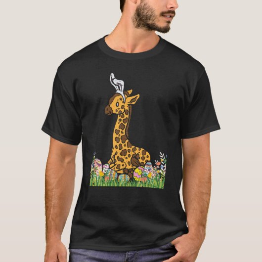 T-shirt Giraffe Bunny Oreilles Animal mignonne Pâques 2023 (Devant)