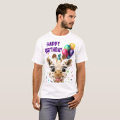 T-shirt Giraffe Colorful Confetti Joyeux anniversaire (Devant entier)