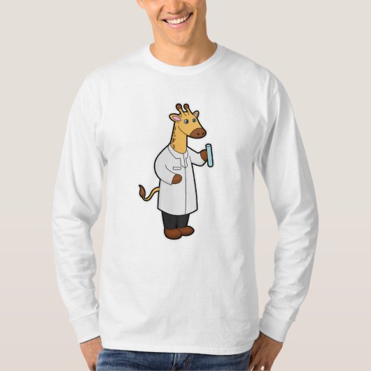 T-shirt Giraffe comme docteur avec tube d'essai (Devant)