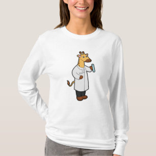 T-shirt Giraffe comme docteur avec tube d'essai