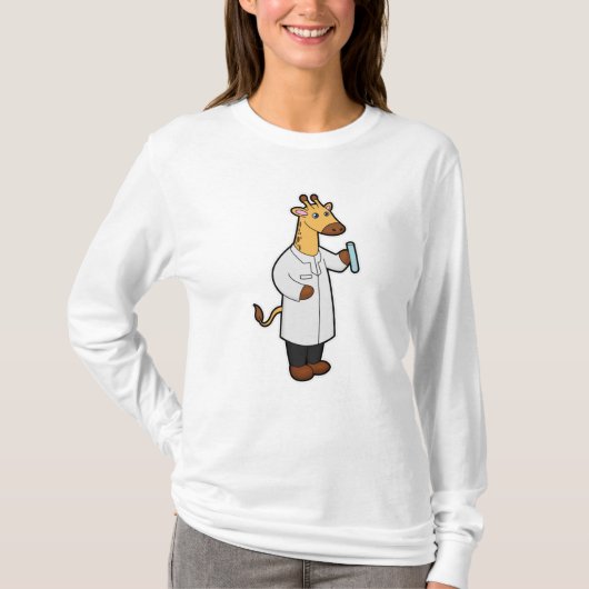 T-shirt Giraffe comme docteur avec tube d'essai (Devant)