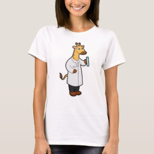 T-shirt Giraffe comme docteur avec tube d'essai