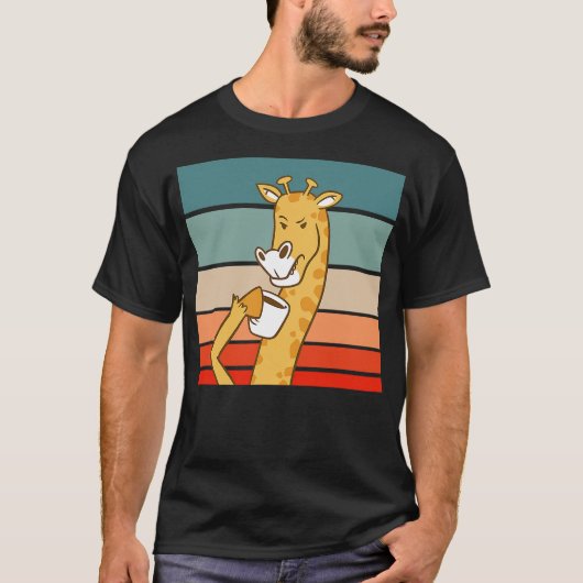 T-shirt Giraffe Drinking Coffee Drink (Devant)