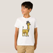 T-shirt Giraffe en Gentleman avec Casquette, Cravate et Mo (Devant entier)