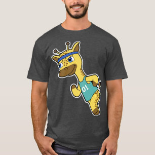 T-shirt Giraffe en Jogger à Running with Head