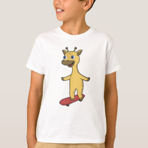 T-shirt Giraffe en patinage avec skateboard