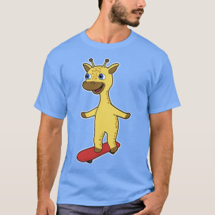 T-shirt Giraffe en patinage avec skateboard