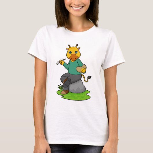 T-shirt Giraffe en peintre avec pinceau (Devant)