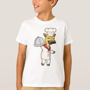T-shirt Giraffe en tant que chef avec tablier et plateau d
