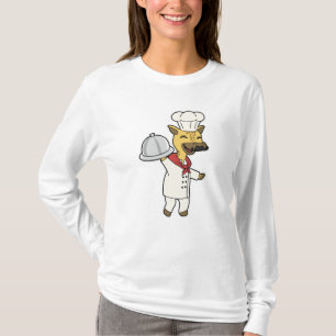 T-shirt Giraffe en tant que chef avec tablier et plateau d