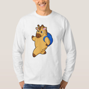 T-shirt Giraffe en tant qu'étudiant avec sac à dos