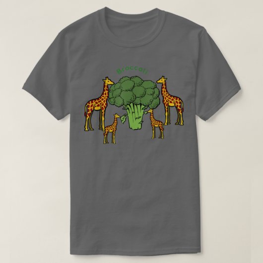 T-shirt Giraffe Family Eating Broccoli Tree  (Design devant)