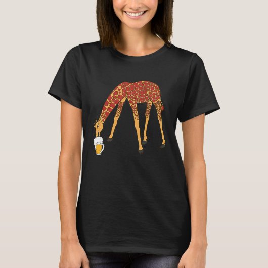 T-shirt Giraffe   Giraffe Long Neck Drinking Beer (Devant)