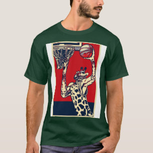 T-shirt Giraffe Jouer Au Basket