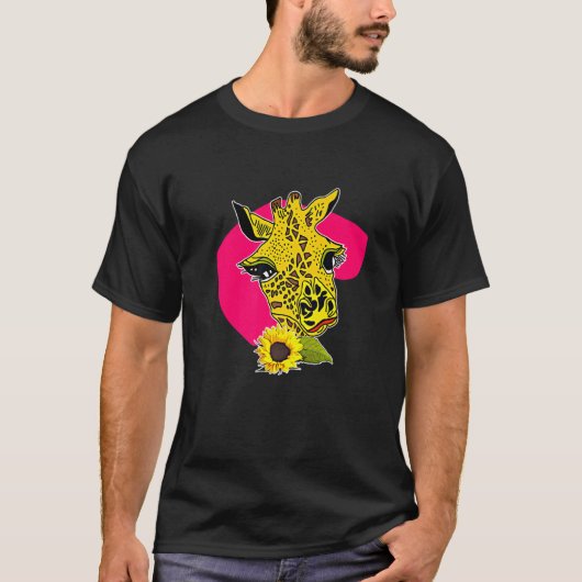 T-shirt Giraffe mignonne au tournesol (Devant)