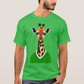 T-shirt Giraffe mignonne portant un pull vert (Devant)