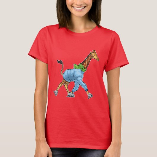 T-shirt Giraffe Patinage sur glace Patins sur glace (Devant)