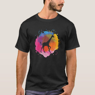 T-shirt Giraffe Retro Aquarelle Splash Cadeau