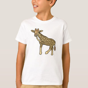 T-shirt Giraffe Rire mignon animal dessin à la main