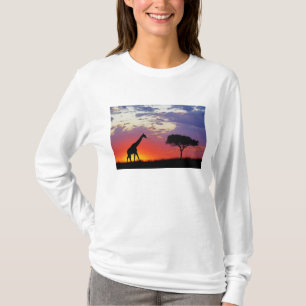 T-shirt Giraffe silhouette au lever du soleil, Giraffa