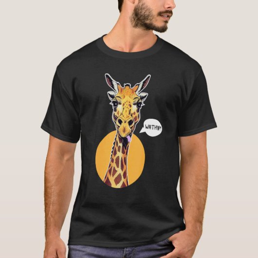 T-shirt Giraffe Tongue Out What's Up Zoo Animal (Devant)