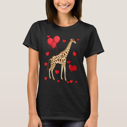 T-shirt Giraffe Valentine s Day heart Animals (Devant)