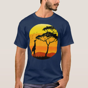 T-shirt Giraffe Wildlife Animal Safari Afrique Sunset Sanc