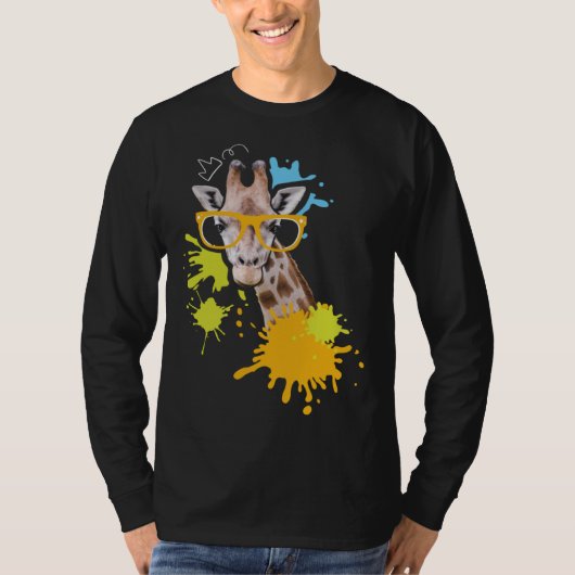 T-shirt Giraffe with Glasses I Animal  I Giraffes (Devant)