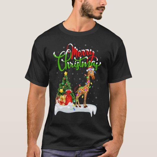 T-shirt Giraffe Xmas Decorations Santa Giraffe Christmas (Devant)