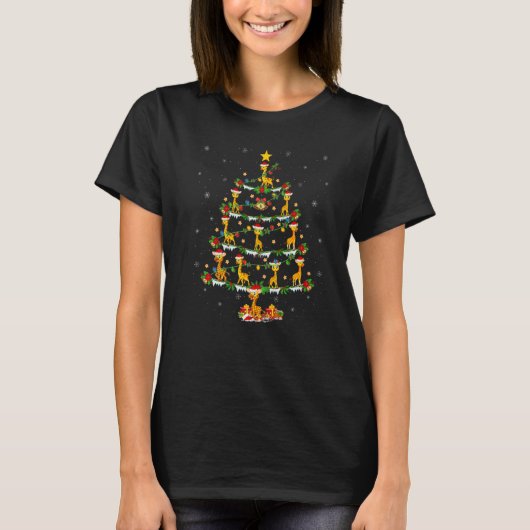 T-shirt Giraffe  Xmas Lights Giraffe Christmas Tree (Devant)