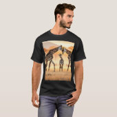 T-shirt Giraffes coucher de soleil" (Devant entier)